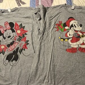 Disney Gray Holiday T-Shirt with Minnie & Mickey Mouse - His/Hers